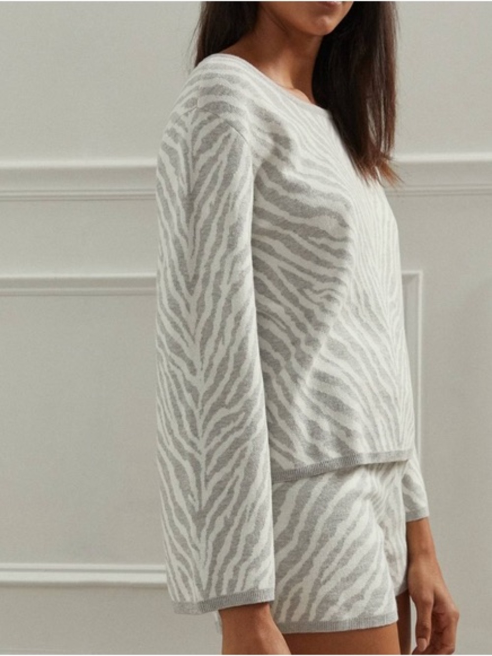 Anthropologie Dolan Trudy Knit Gray & White Zebra Knit Pullover Size Small